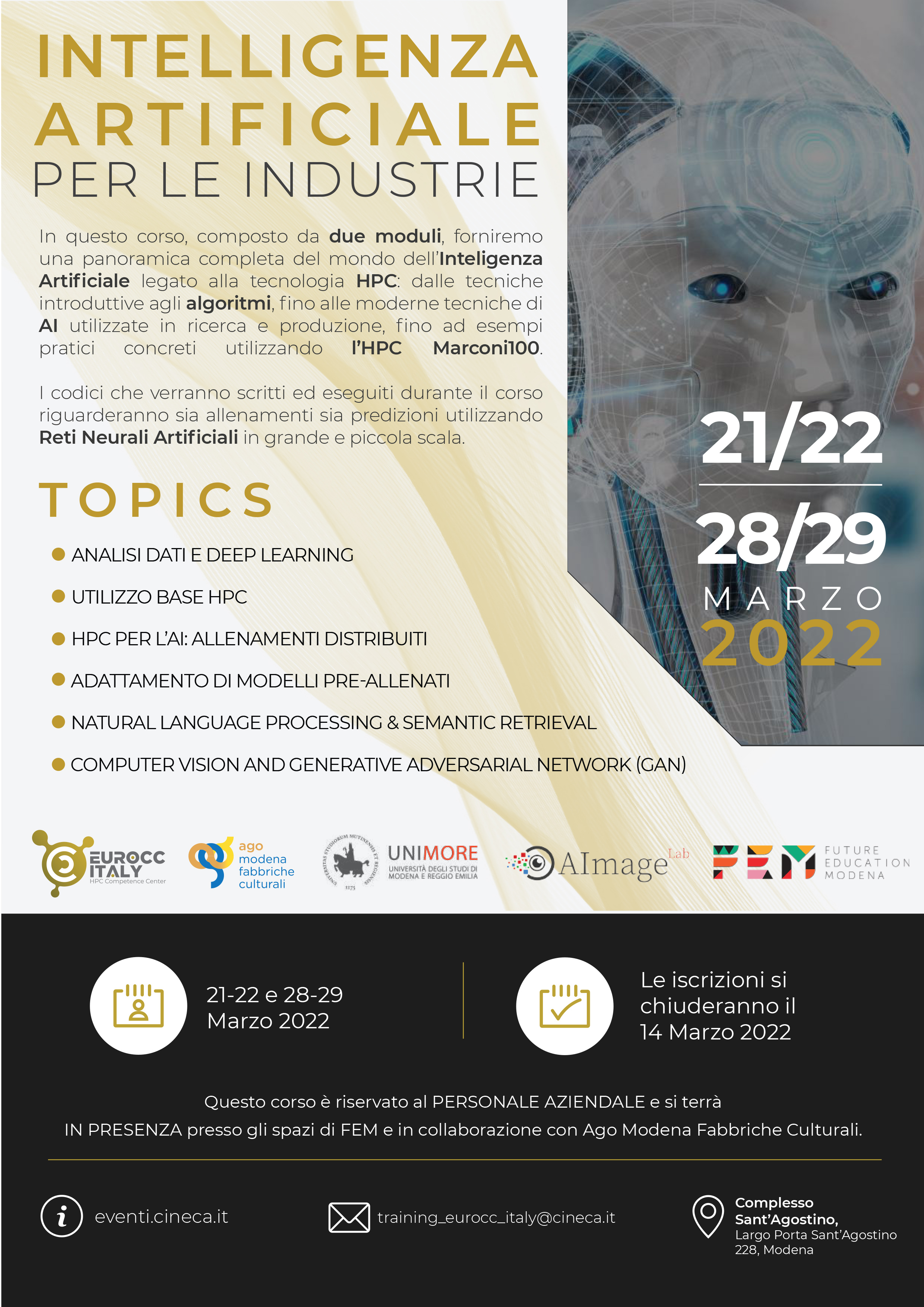 Corso EUROCC "Intelligenza Artificiale per le industrie corso pratico: IA e Supercalcolo"